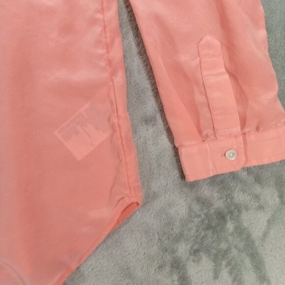 Banana Republic 100% Silk Top Blouse Women's XL Pink Semi Sheer Long Sleeve - Picture 5 of 10